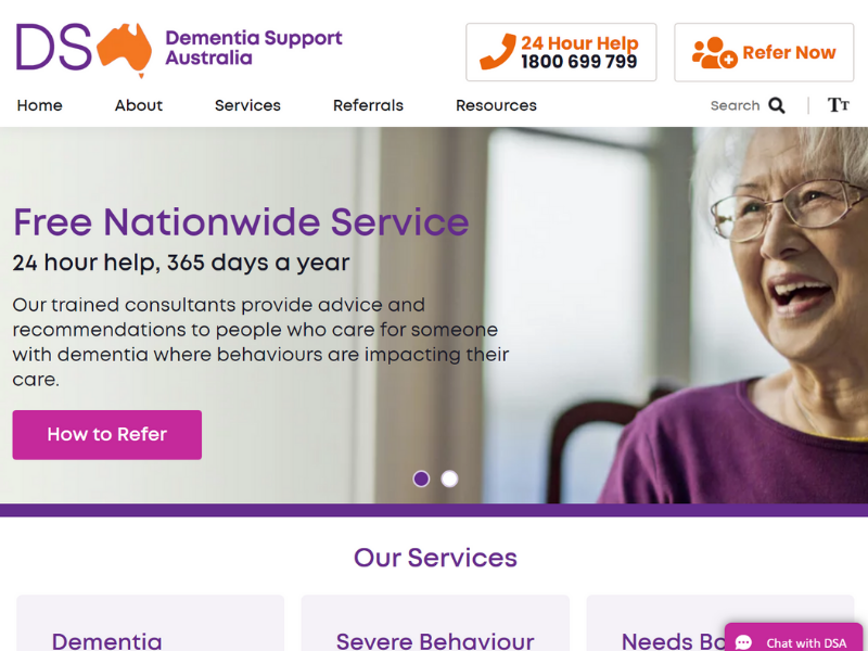Dementia Support Australia homepage re-designed